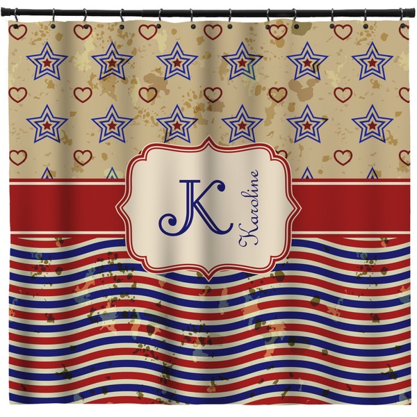 Custom Vintage Stars & Stripes Shower Curtain - Custom Size (Personalized)