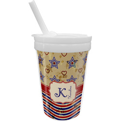 Vintage Stars & Stripes Sippy Cup with Straw (Personalized)