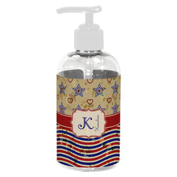 Vintage Stars & Stripes Plastic Soap / Lotion Dispenser (8 oz - Small - White) (Personalized)