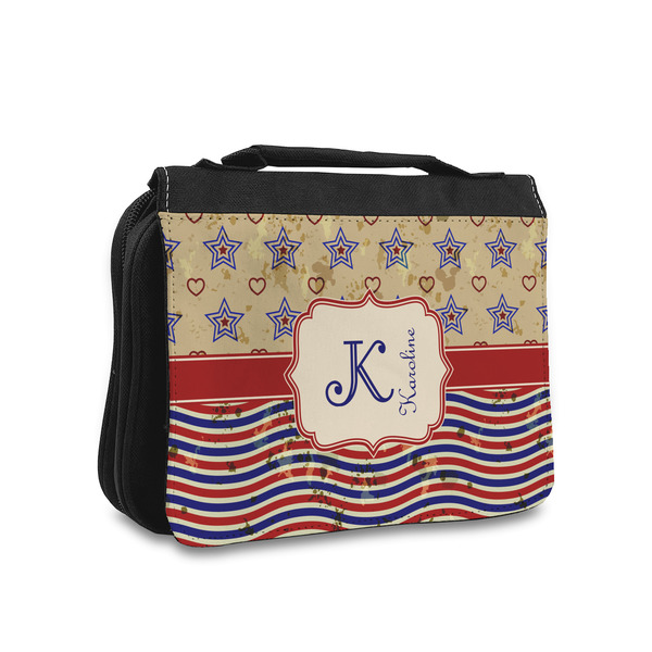 Custom Vintage Stars & Stripes Toiletry Bag - Small (Personalized)