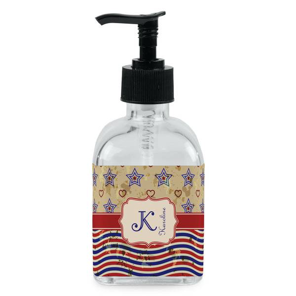 Custom Vintage Stars & Stripes Glass Soap & Lotion Bottle - Single Bottle (Personalized)