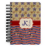 Vintage Stars & Stripes Spiral Notebook - 5x7 w/ Name and Initial