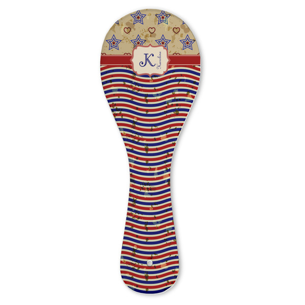Custom Vintage Stars & Stripes Ceramic Spoon Rest (Personalized)