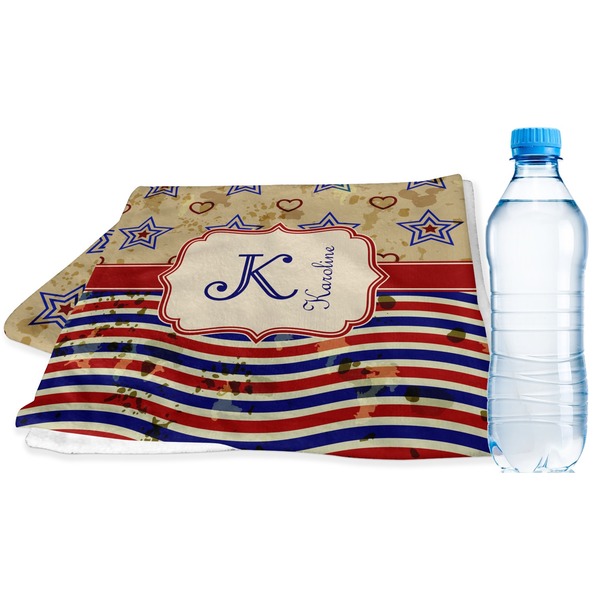Custom Vintage Stars & Stripes Sports & Fitness Towel (Personalized)