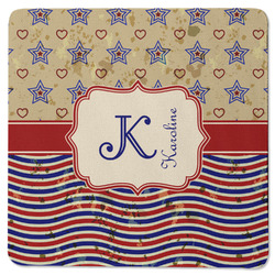 Vintage Stars & Stripes Square Rubber Backed Coaster (Personalized)