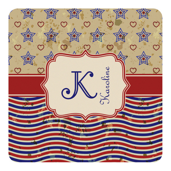 Custom Vintage Stars & Stripes Square Decal - Small (Personalized)