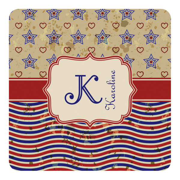 Custom Vintage Stars & Stripes Square Decal - Medium (Personalized)