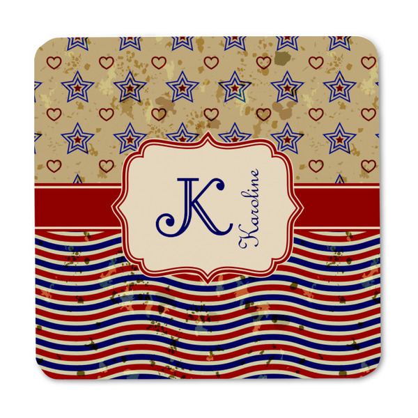 Vintage Stars & Stripes Square Fridge Magnet - FRONT