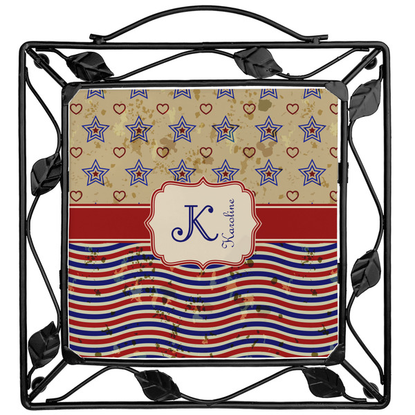 Custom Vintage Stars & Stripes Square Trivet (Personalized)