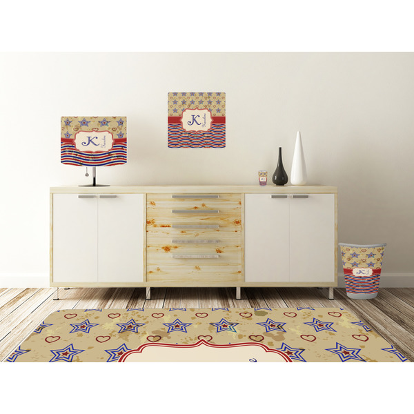 Vintage Stars & Stripes Square Wall Decal Wooden Desk