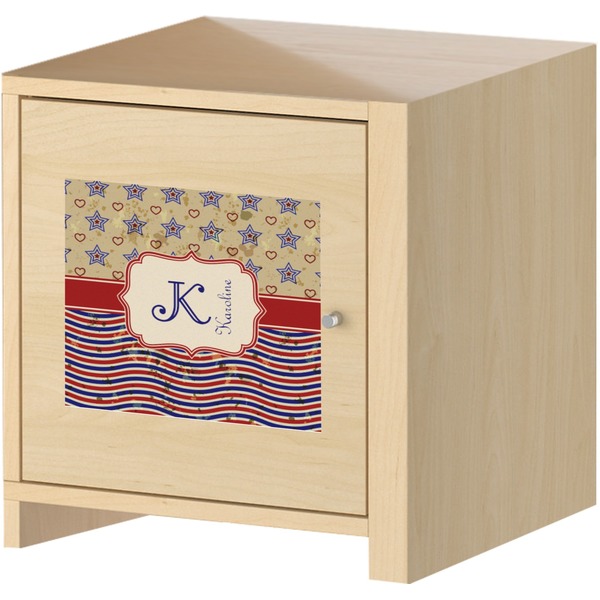 Vintage Stars & Stripes Square Wall Decal on Wooden Cabinet