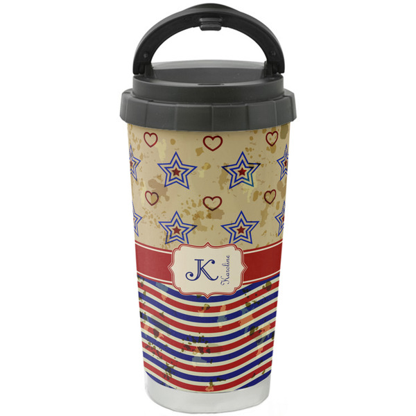 Custom Vintage Stars & Stripes Stainless Steel Coffee Tumbler (Personalized)