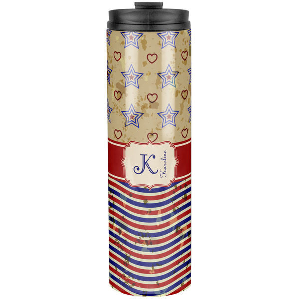 Custom Vintage Stars & Stripes Stainless Steel Skinny Tumbler - 20 oz (Personalized)