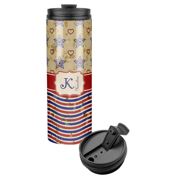 Custom Vintage Stars & Stripes Stainless Steel Skinny Tumbler (Personalized)