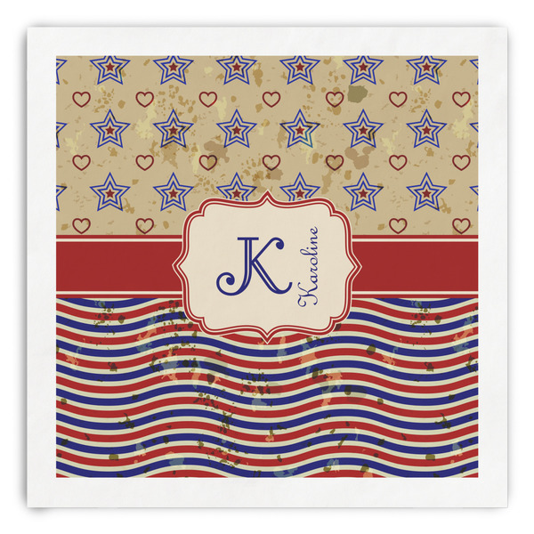 Custom Vintage Stars & Stripes Paper Dinner Napkins (Personalized)