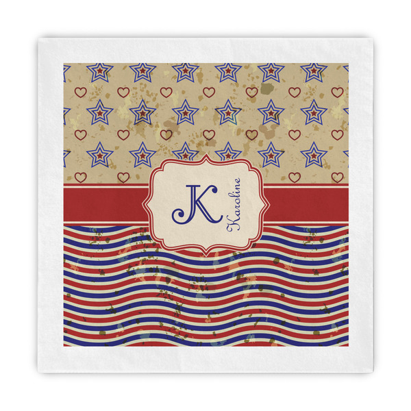 Custom Vintage Stars & Stripes Standard Decorative Napkins (Personalized)