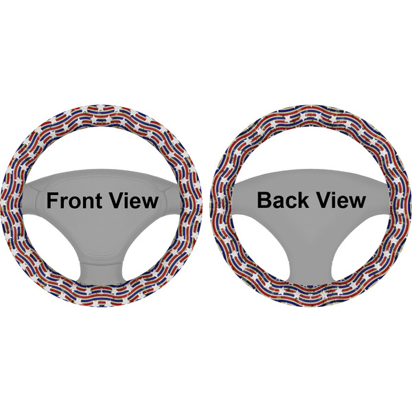 Vintage Stars & Stripes Steering Wheel Cover- Front and Back