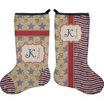 Vintage Stars & Stripes Holiday Stocking - Double-Sided - Neoprene (Personalized)