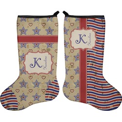 Vintage Stars & Stripes Holiday Stocking - Double-Sided - Neoprene (Personalized)