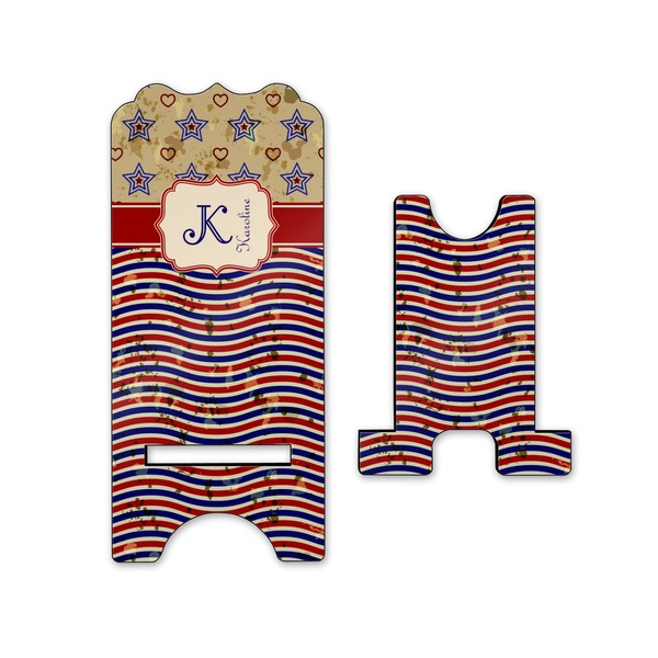 Vintage Stars & Stripes Stylized Phone Stand - Front & Back - Small