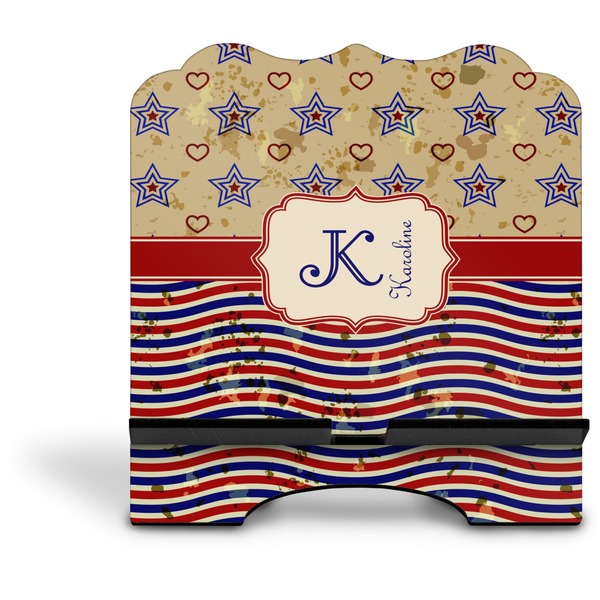 Vintage Stars & Stripes Stylized Tablet Stand - Front without iPad