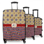 Vintage Stars & Stripes 3 Piece Luggage Set - 20" Carry On, 24" Medium Checked, 28" Large Checked (Personalized)