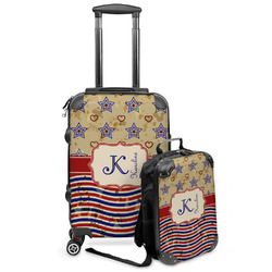 Vintage Stars & Stripes Kids 2-Piece Luggage Set - Suitcase & Backpack (Personalized)