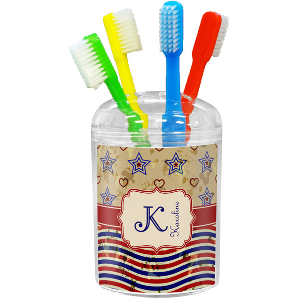 Custom Vintage Stars & Stripes Toothbrush Holder (Personalized)