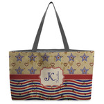 Vintage Stars & Stripes Beach Totes Bag - w/ Black Handles (Personalized)