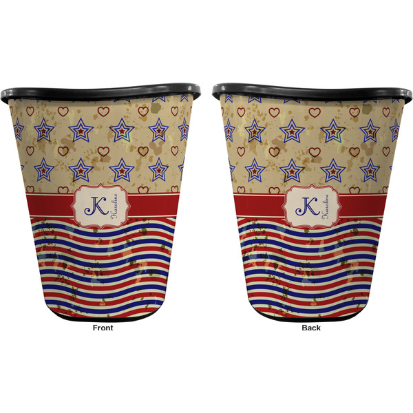 Vintage Stars & Stripes Trash Can Black - Front and Back - Apvl