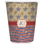 Vintage Stars & Stripes Waste Basket - Double Sided (White) (Personalized)