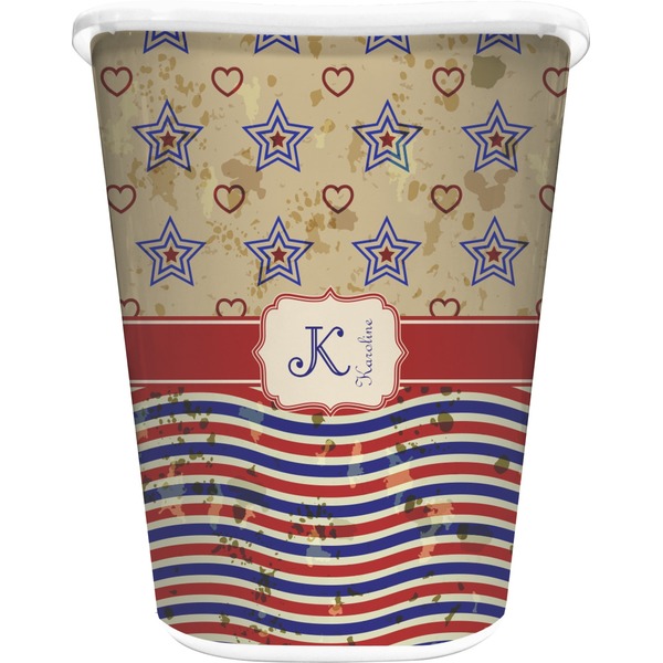 Custom Vintage Stars & Stripes Waste Basket (Personalized)