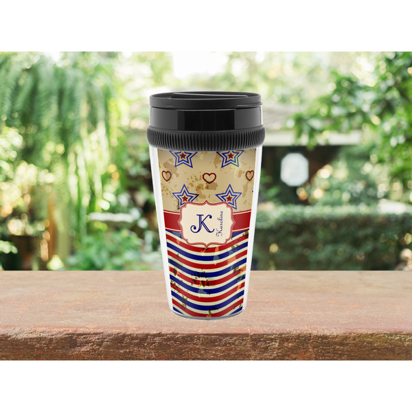 Vintage Stars & Stripes Travel Mug Lifestyle (Personalized)