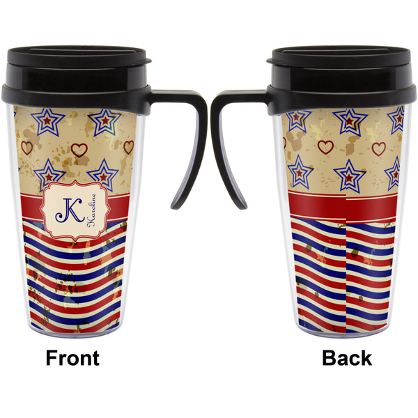 Vintage Stars & Stripes Travel Mug with Black Handle - Approval