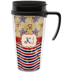 Vintage Stars & Stripes Acrylic Travel Mug with Handle (Personalized)
