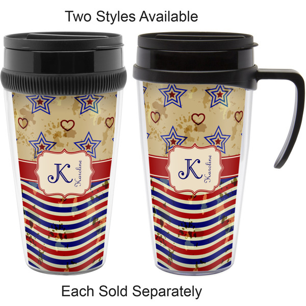 Vintage Stars & Stripes Travel Mugs - with & without Handle
