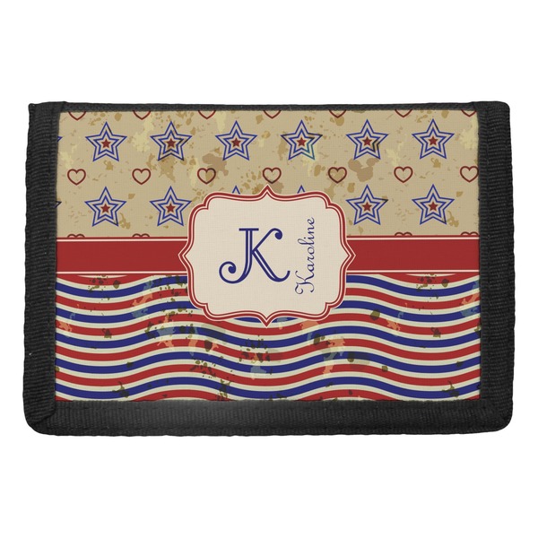 Custom Vintage Stars & Stripes Trifold Wallet (Personalized)
