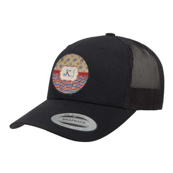 Custom Vintage Stars & Stripes Trucker Hat - Black (Personalized)