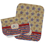 Vintage Stars & Stripes Burp Cloths - Fleece - Set of 2 w/ Name and Initial