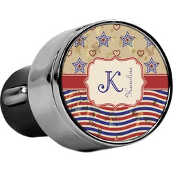 Vintage Stars & Stripes USB Car Charger (Personalized)