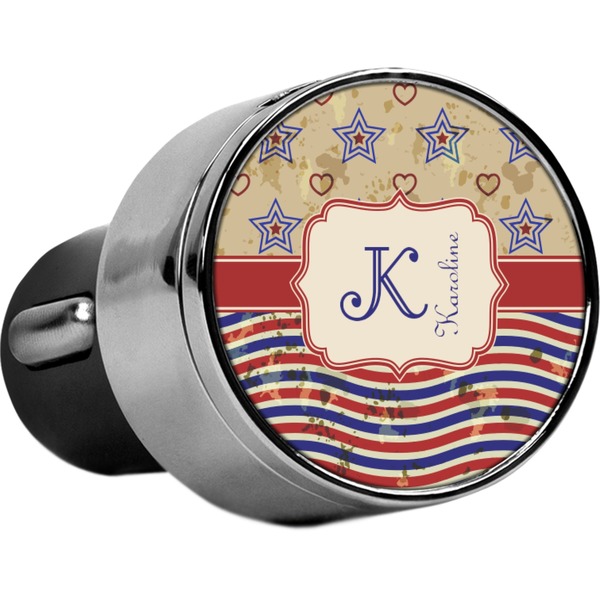 Custom Vintage Stars & Stripes USB Car Charger (Personalized)