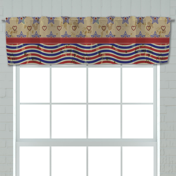 Vintage Stars & Stripes Valance - Closeup on window