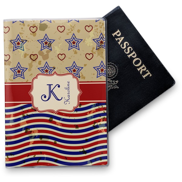 Custom Vintage Stars & Stripes Vinyl Passport Holder (Personalized)