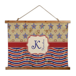 Vintage Stars & Stripes Wall Hanging Tapestry - Wide (Personalized)