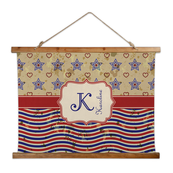 Custom Vintage Stars & Stripes Wall Hanging Tapestry - Wide (Personalized)