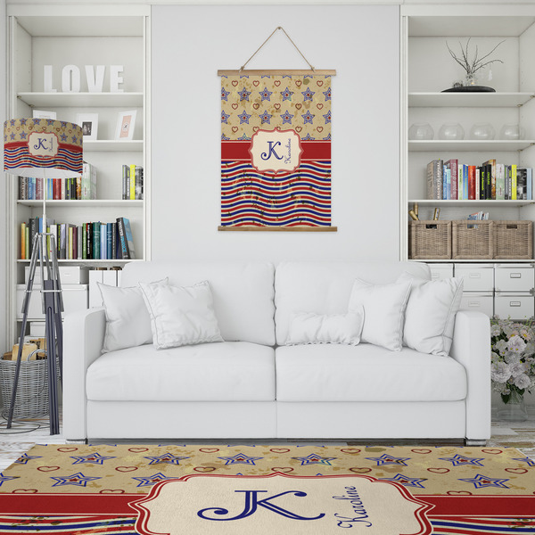 Vintage Stars & Stripes Wall Hanging Tapestry - Portrait - IN CONTEXT