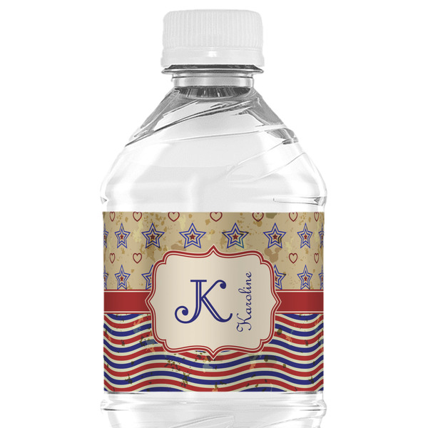 Custom Vintage Stars & Stripes Water Bottle Labels - Custom Sized (Personalized)