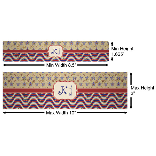 Vintage Stars & Stripes Water Bottle Labels w/ Dimensions