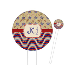 Vintage Stars & Stripes Round Plastic Food Picks (Personalized)