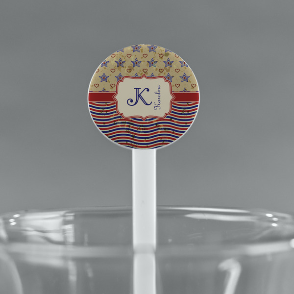 Vintage Stars & Stripes White Plastic 7" Stir Stick - Round - Main